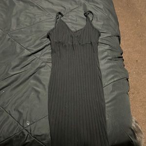 Black ribbed body con dress